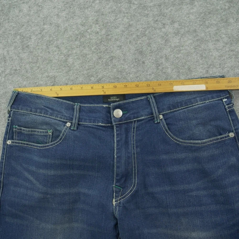 True Religion Jeans Mens 36 Blue Ricky Relax Slim Mid Rise Zip Fly